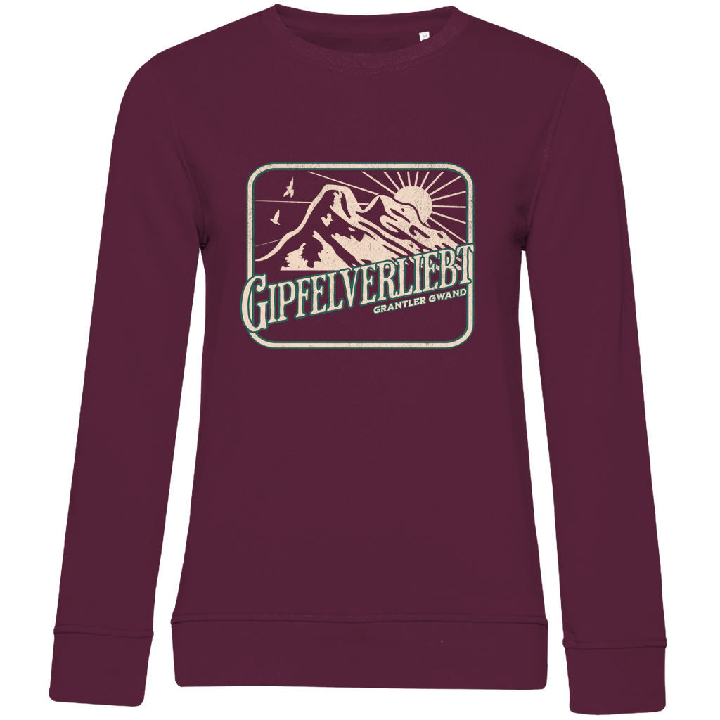 Damen Premium Bio Sweatshirt Gipfelverliebt - grün/gold