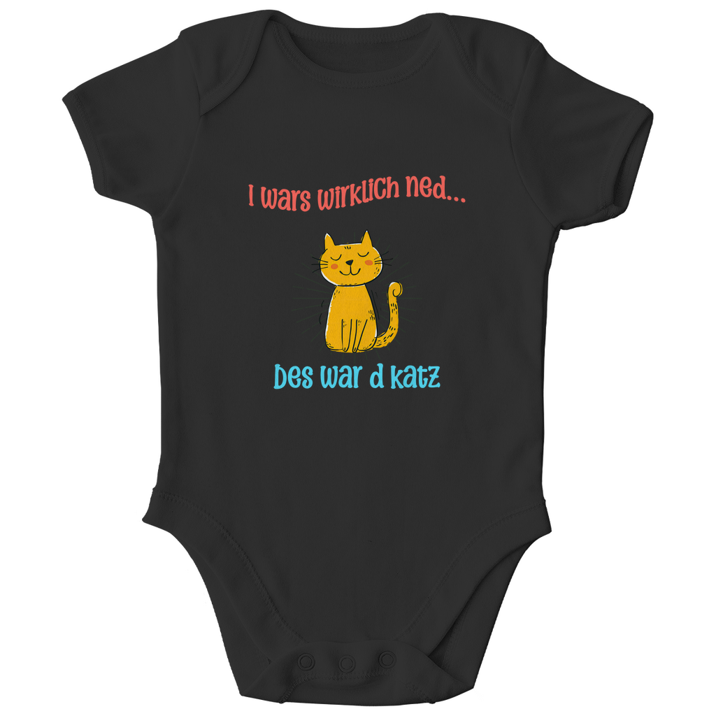 Bayerischer Bio Baby Body I wars wirklich ned, des war´d Katz - rot/blau - Grantler Gwand