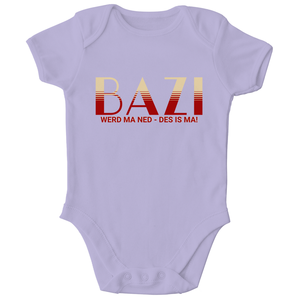 Bayerischer Bio Baby Body Bazi werd ma ned, des is ma - rot/beige - Grantler Gwand