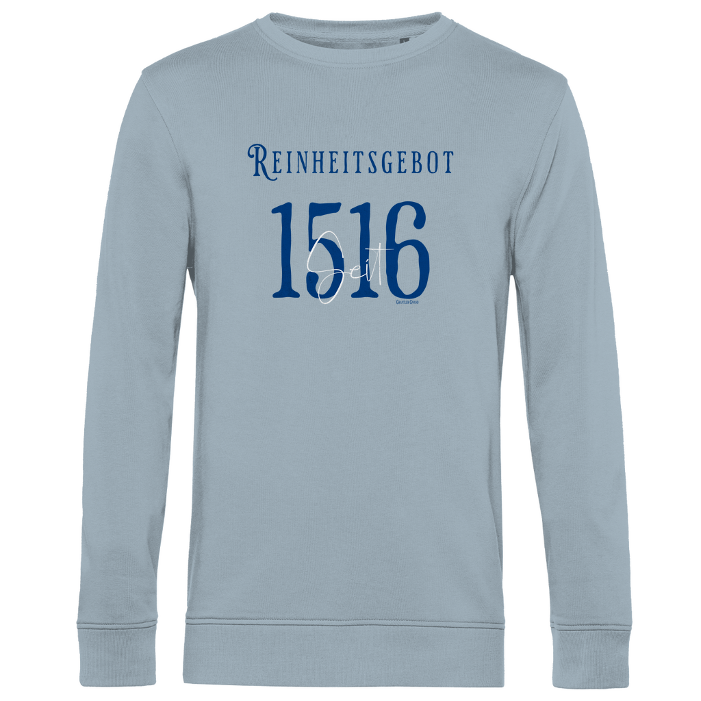 Herren Premium Bio Sweatshirt Reinheitsgebot seit 1516 - blau/weiß