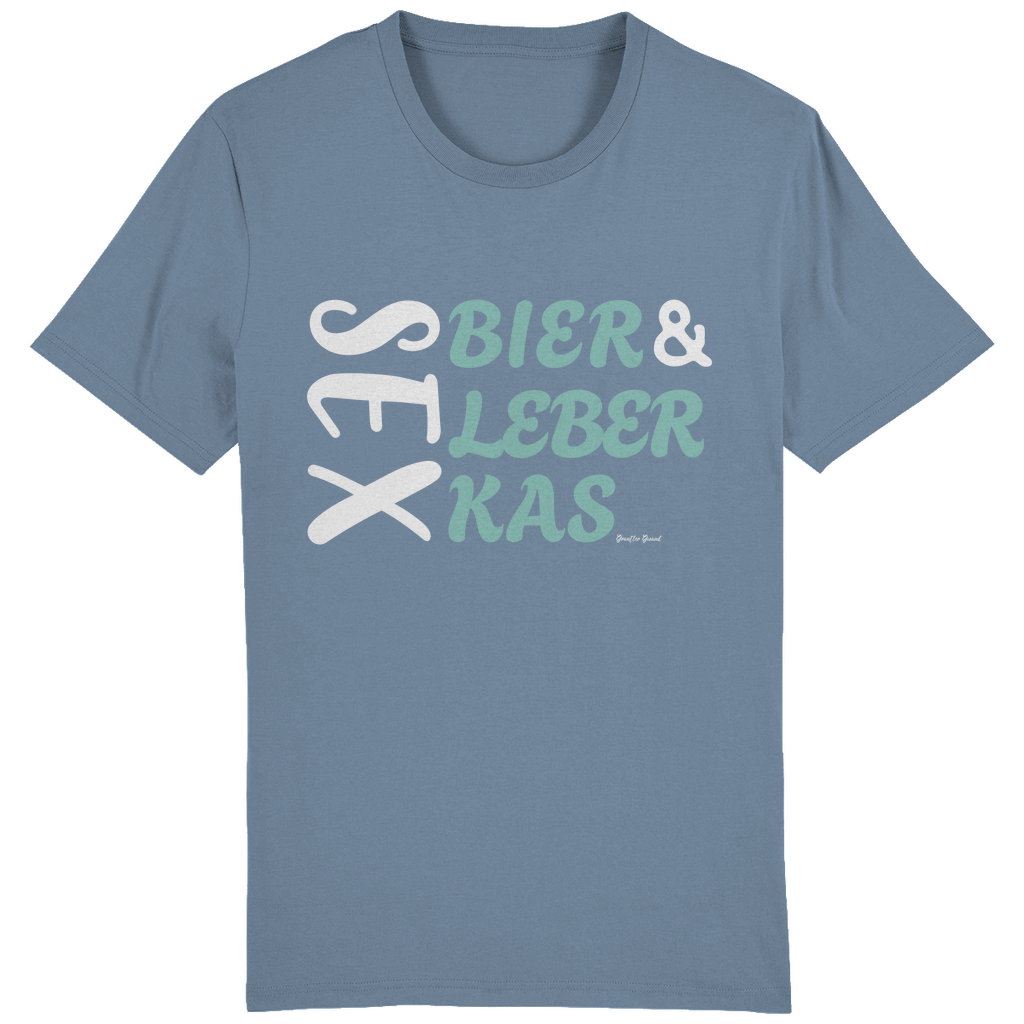 Bayerisches Herren T-Shirt Sex, Bier, Leberkas - grün/weiß - Grantler Gwand