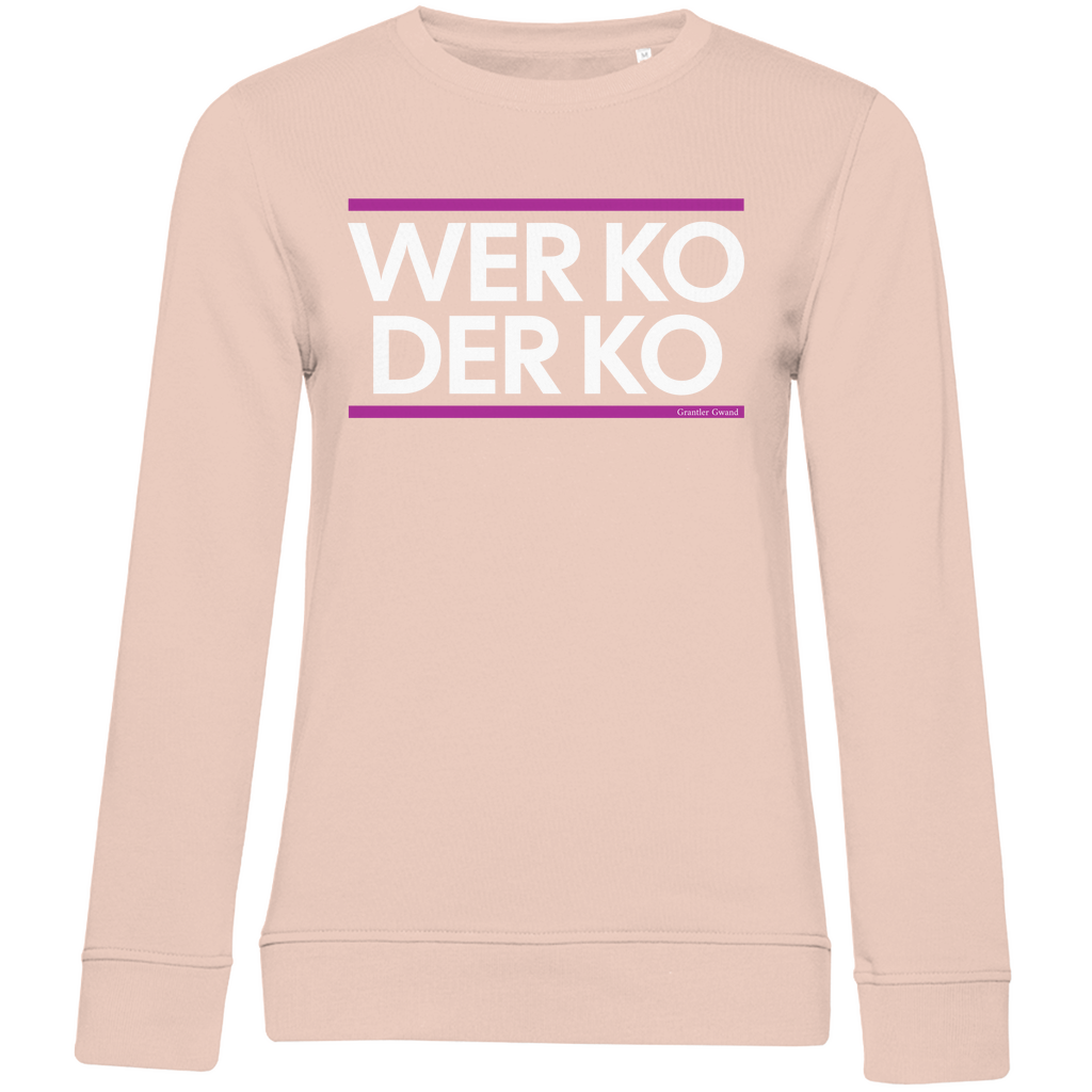 Damen Premium Bio Sweatshirt wer ko der ko - pink/weiß
