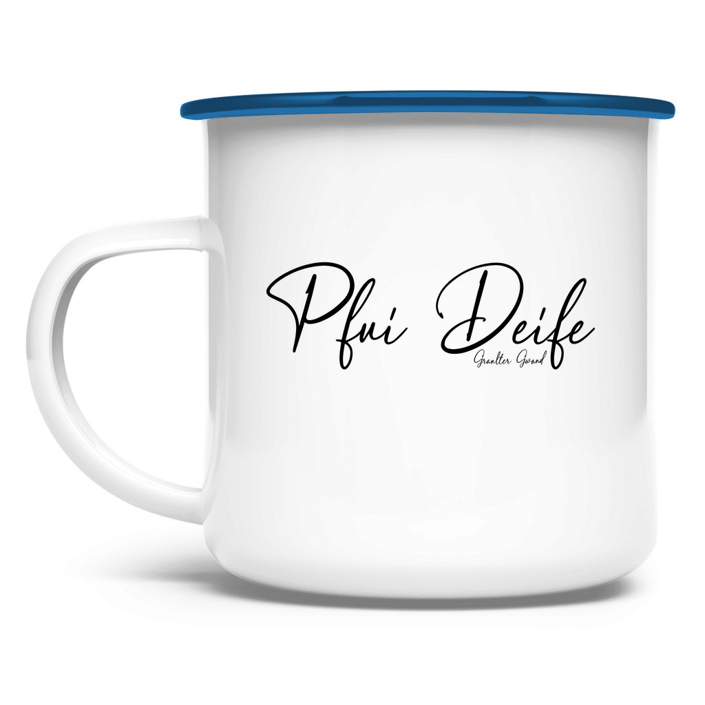 Emaille Tasse Pfui Deife - schwarz