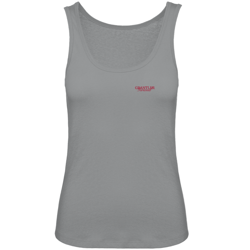 Bayerisches Damen Premium Organic Tank Top Bavaria, do bin I her - Rot - Front- und Backprint - Grantler Gwand