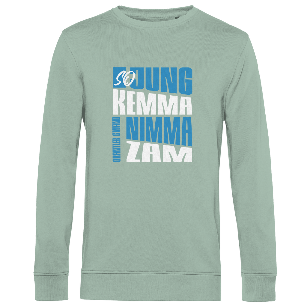 Herren Premium Bio Sweatshirt So jung kemma nimma zam - blau/weiß