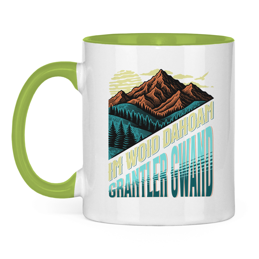 Tasse zweifarbig Im Woid dahoam - grün