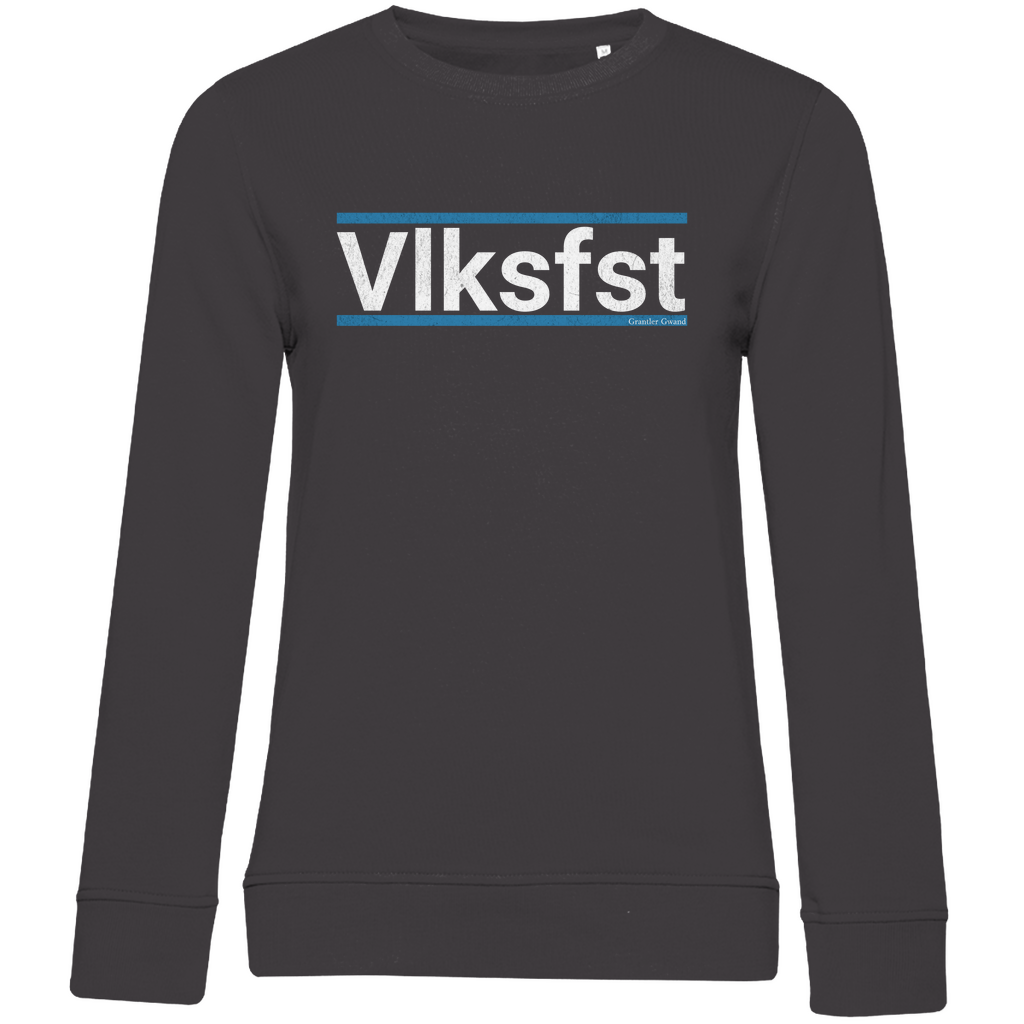 Damen Premium Bio Sweatshirt Vlksfst - blau/weiß