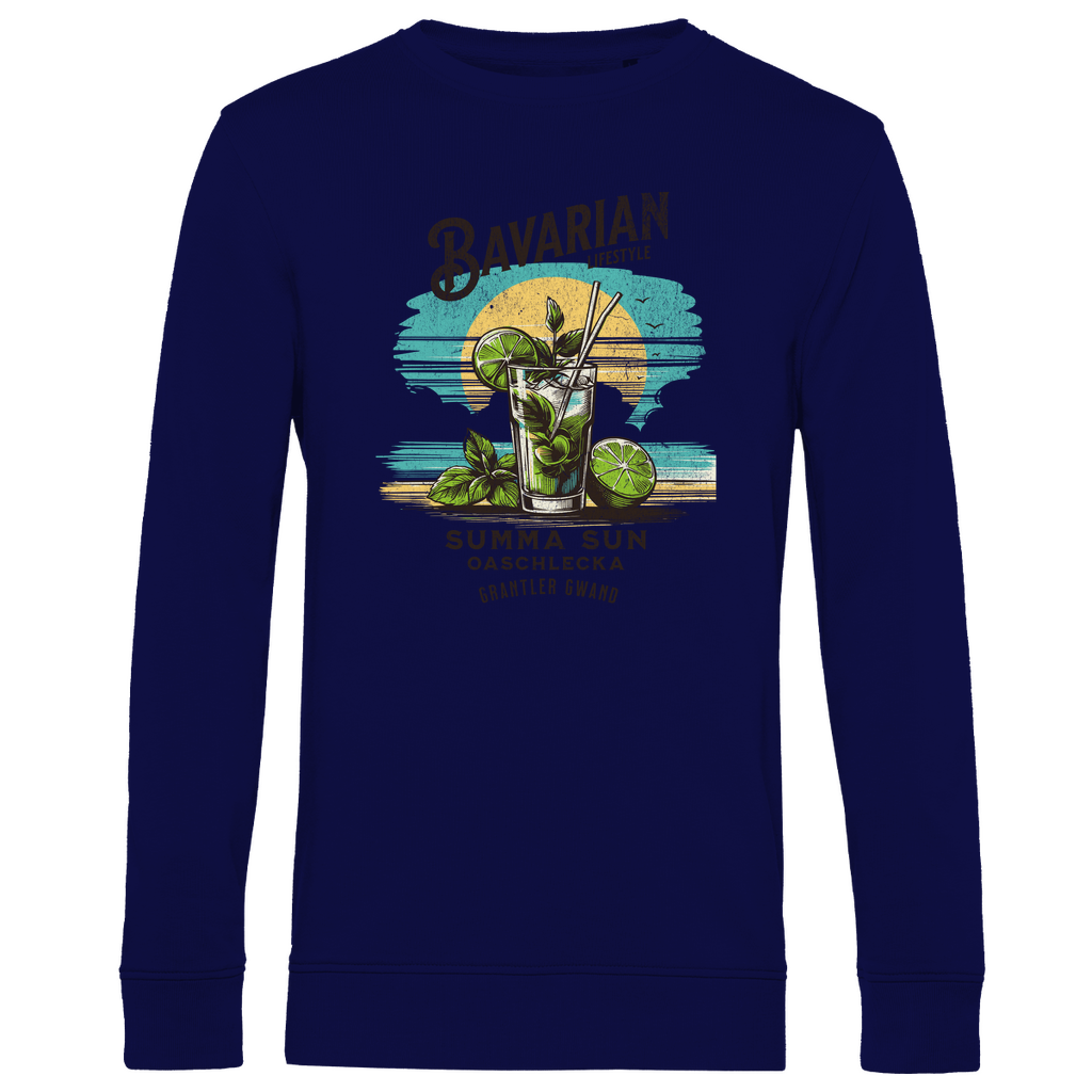Bayerisches Herren Premium Bio Sweatshirt Bavarian Lifestyle - Summa, Sun, Oaschlecka - Grantler Gwand