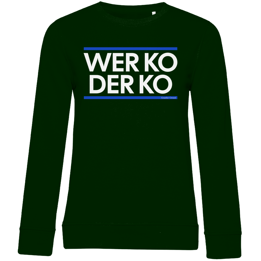 Damen Premium Bio Sweatshirt wer ko der ko - blau/weiß