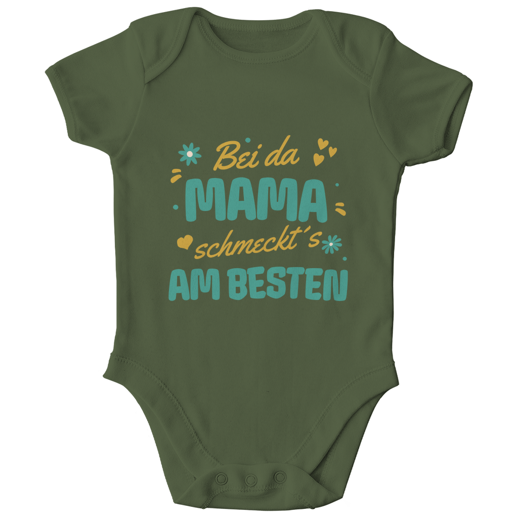 Bayerischer Bio Baby Body Bei da Mama schmeckt´s am besten - grün - Grantler Gwand