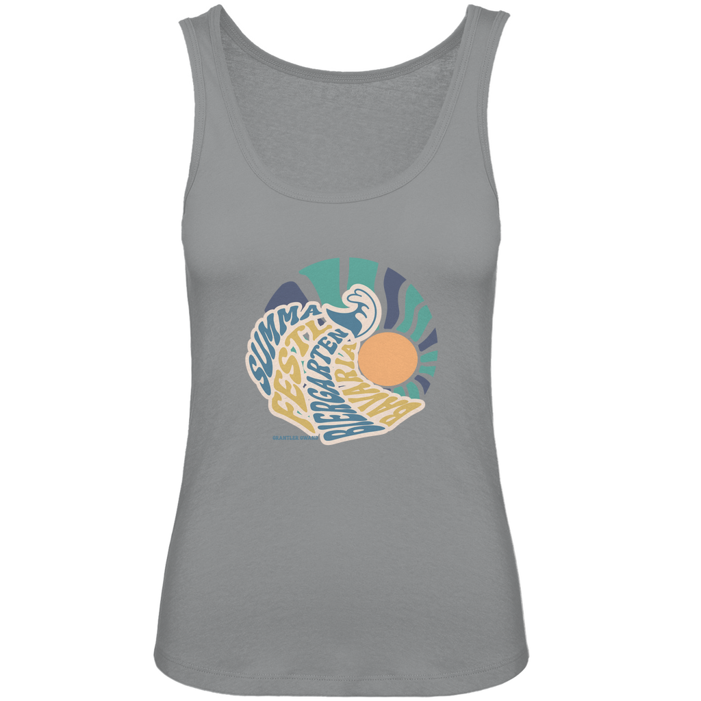 Bayerisches Damen Premium Organic Tank Top Summa, Festl, Biergarten, Bavaria - blau/gold - Grantler Gwand
