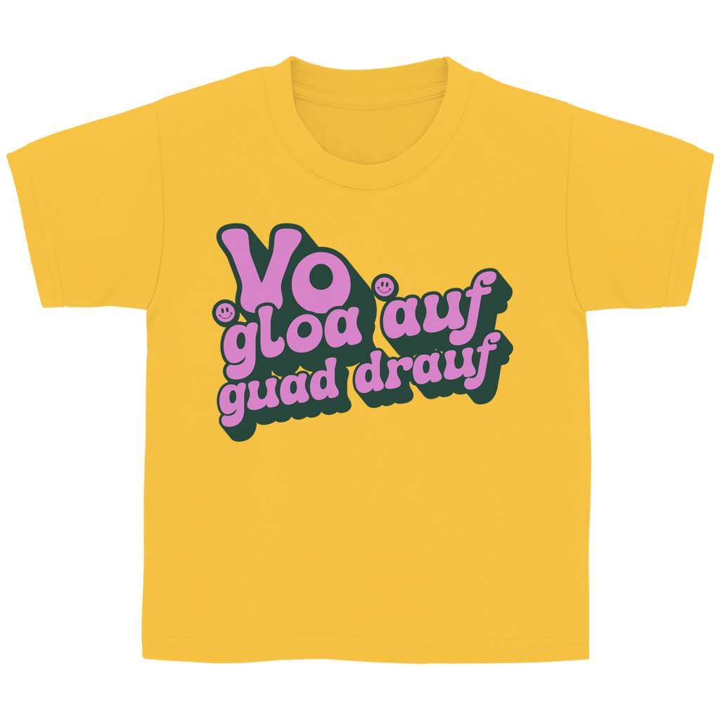 Bayerisches Kinder T-Shirt - Vo gloa auf guad drauf - lila - Grantler Gwand