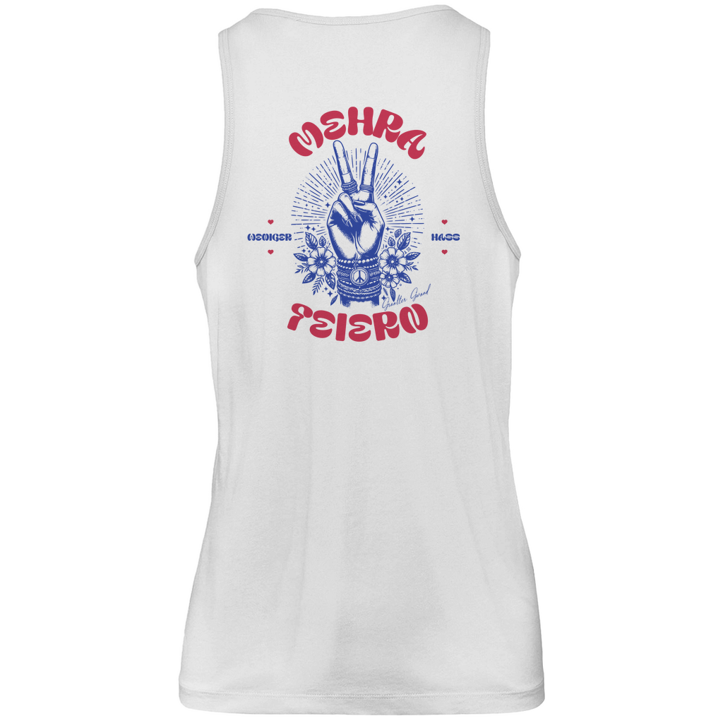 Bayerisches Herren Premium Tank Top Weniger Hass, Mehra Feiern - Rot/Blau - Grantler Gwand - Rückendruck