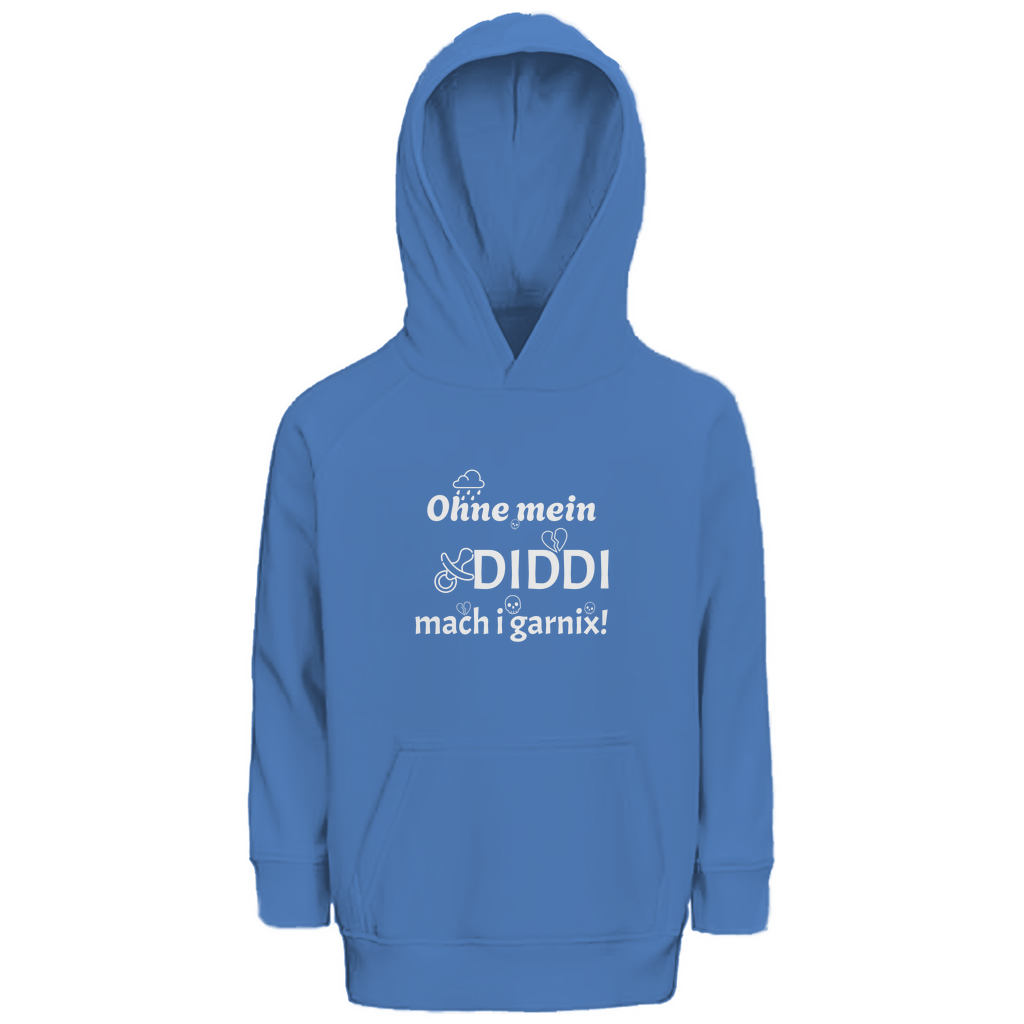 Bayerischer Kinder Premium Bio Hoodie Ohne mein Diddi - weiß - Grantler Gwand