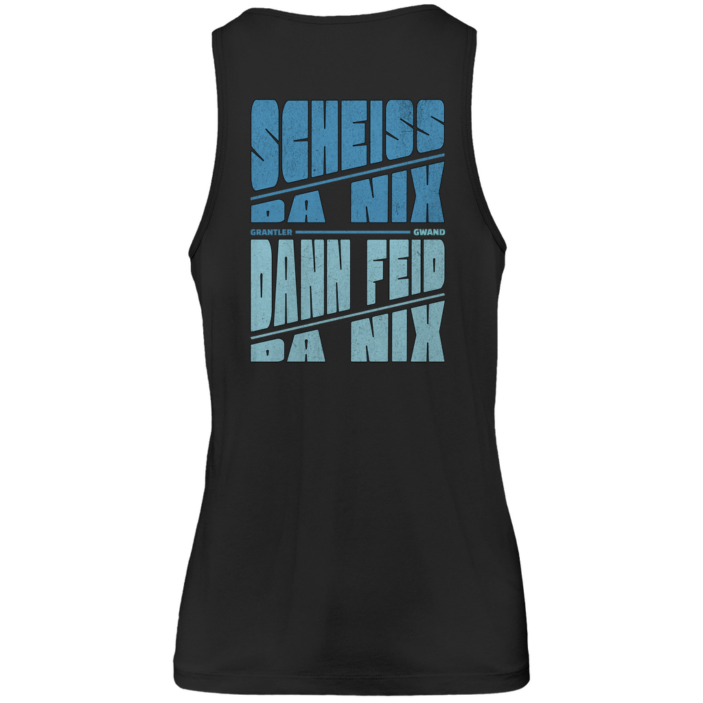 Bayerisches Herren Premium Tank Top Scheiss da nix, dann feid da nix - blau - Front und Backprint - Grantler Gwand