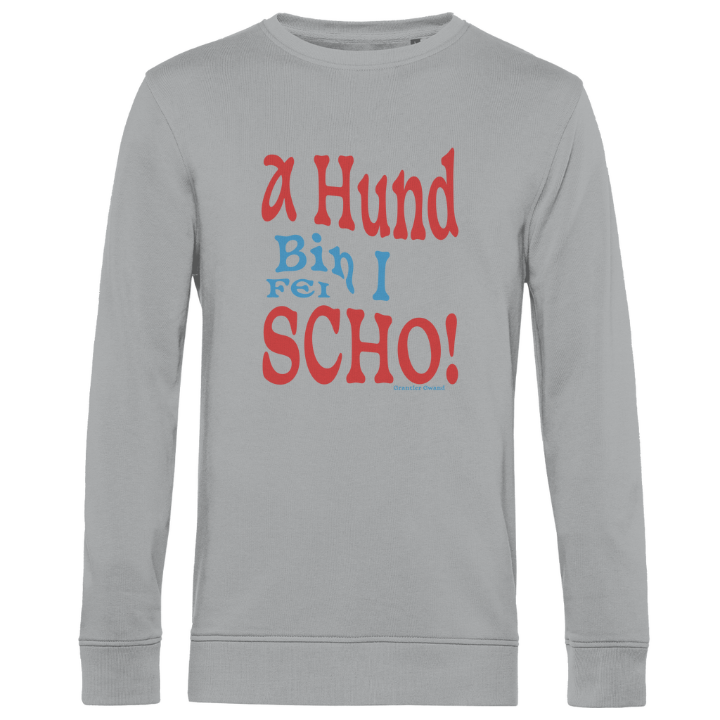 Herren Premium Bio Sweatshirt A Hund bin i fei scho - rot/blau