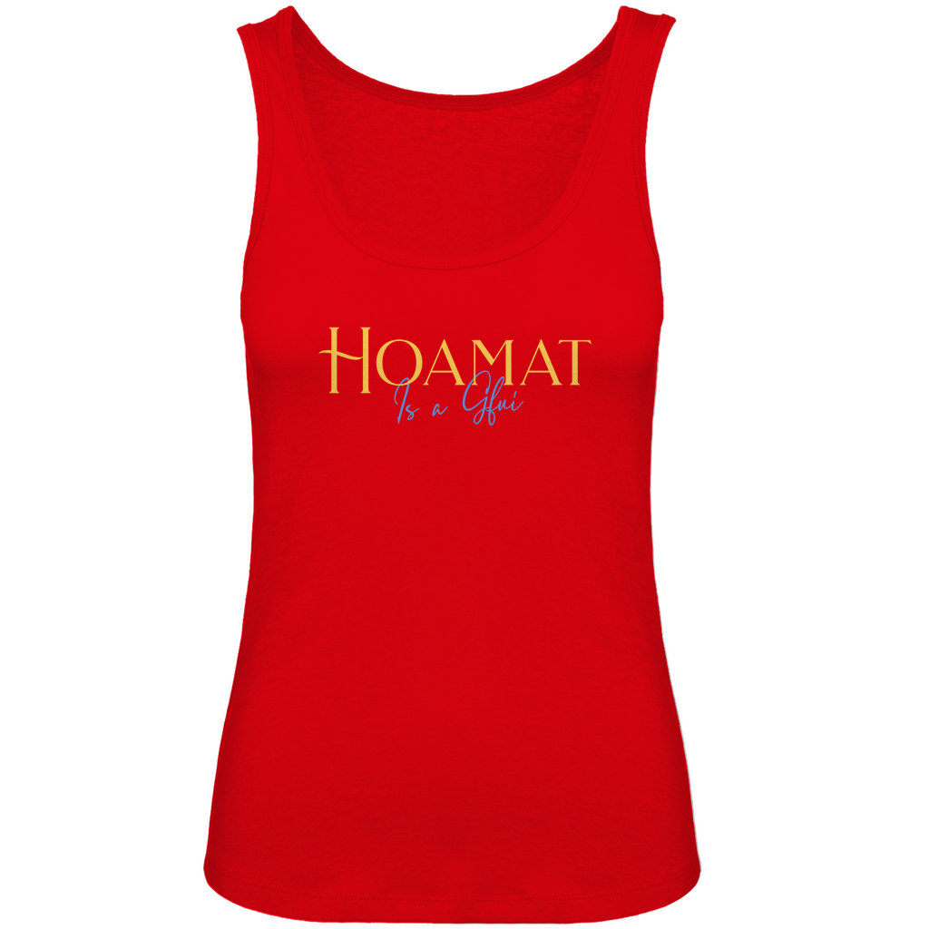 bayerisches Damen Premium Organic Tank Top Hoamat is a Gfui - Gelb/Blau - Grantler Gwand