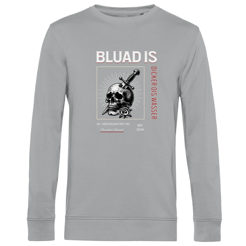 Bayerisches Herren Premium Bio Sweatshirt Bluad is dicker ois Wasser - rot - Grantler Gwand