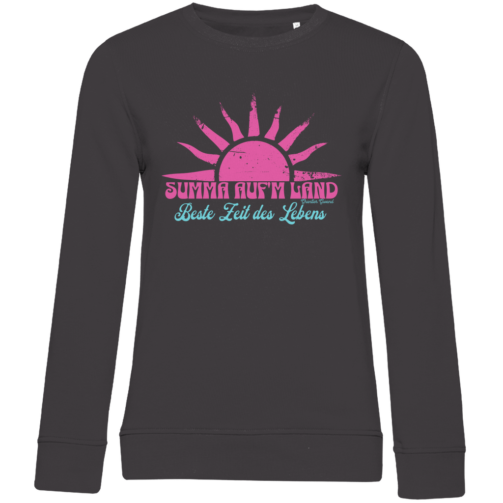 Damen Premium Bio Sweatshirt Summa auf´m Land - pink/mint