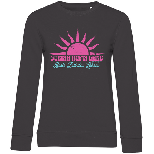 Damen Premium Bio Sweatshirt Summa auf´m Land - pink/mint