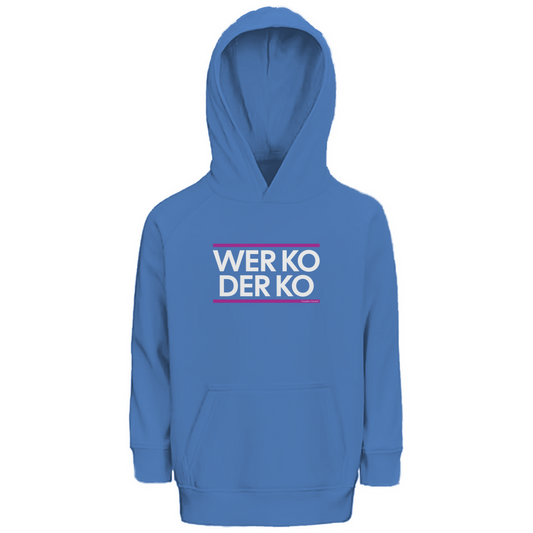 Bayerischer Kinder Premium Bio Hoodie wer ko der ko - pink/weiß - Grantler Gwand