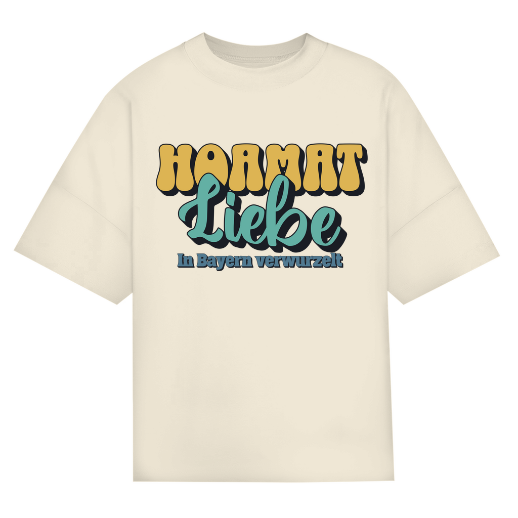Bayerisches Oversize T-Shirt Unisex - Hoamat Liebe -gold/grün - Grantler Gwand