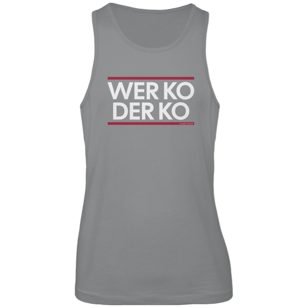 Bayerisches Herren Premium Tank Top wer ko der ko - rot/weiß - Grantler Gwand