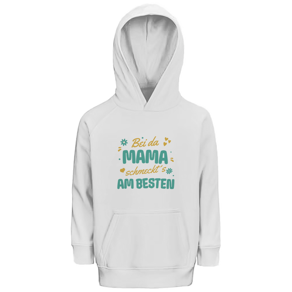 Bayerischer Kinder Premium Bio Hoodie Bei da Mama schmeckt´s am besten - grün - Grantler Gwand