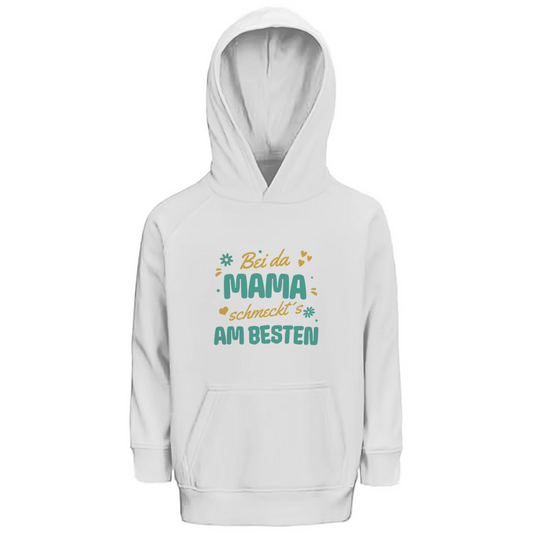 Bayerischer Kinder Premium Bio Hoodie Bei da Mama schmeckt´s am besten - grün - Grantler Gwand