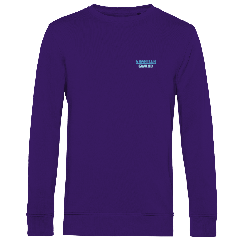 Bayerisches Herren Premium Bio Sweatshirt Scheiss da nix, dann feid da nix - blau - Front und Backprint - Grantler Gwand