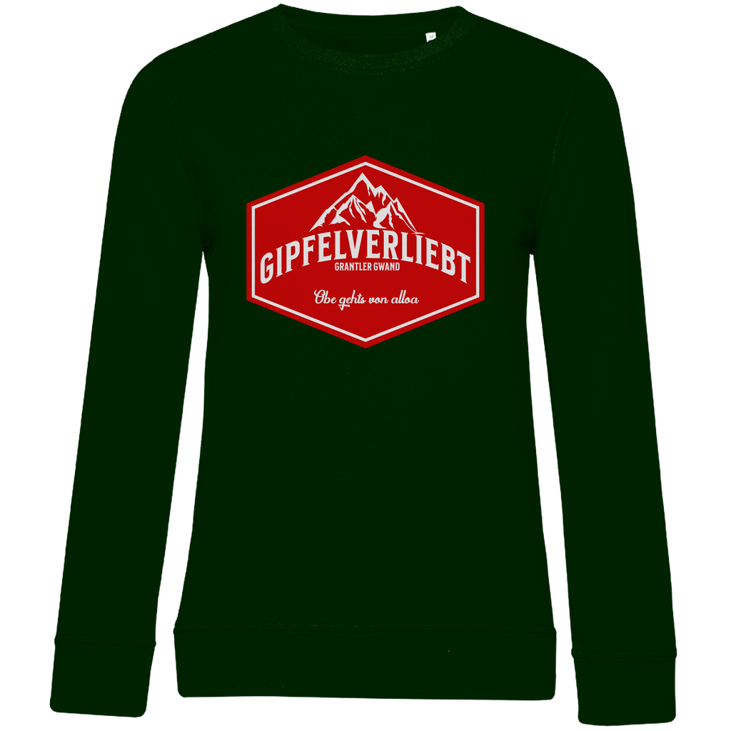 Damen Premium Bio Sweatshirt Gipfelverliebt Wappen- rot