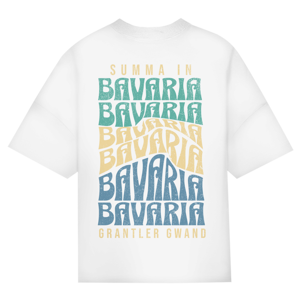 Bayerisches Oversize T-Shirt unisex - Summa in Bavaria - Grün/Gold/Blau - Grantler Gwand