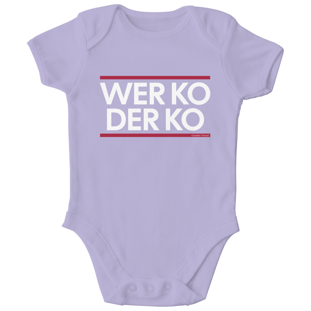 Bayerischer Bio Baby Body wer ko der ko - rot/weiß - bayerisches Gwand
