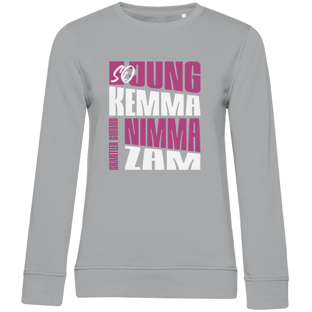 Damen Premium Bio Sweatshirt So jung kemma nimma zam - lila/weiß