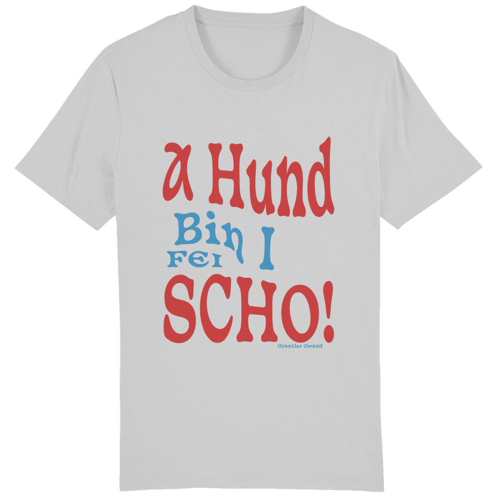 Bayerisches Herren T-Shirt A Hund bin i fei scho - rot/blau - Grantler Gwand