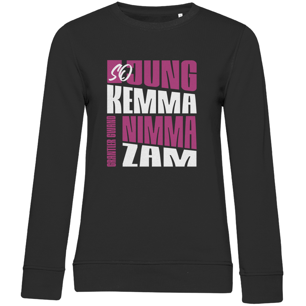 Damen Premium Bio Sweatshirt So jung kemma nimma zam - lila/weiß