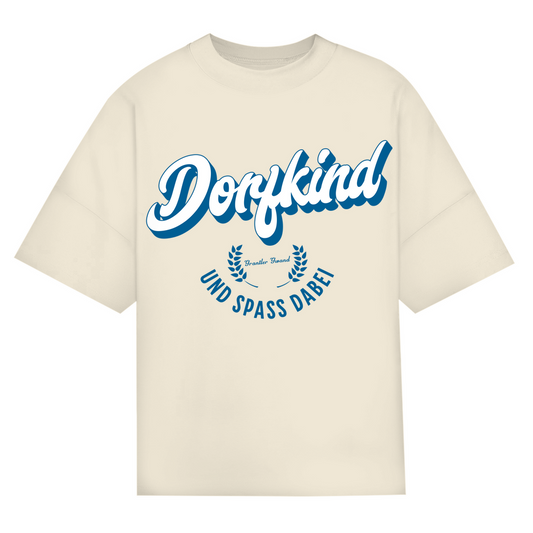 Bayerisches Oversize T-Shirt Unisex - Dorfkind und Spaß dabei - blau - Grantler Gwand
