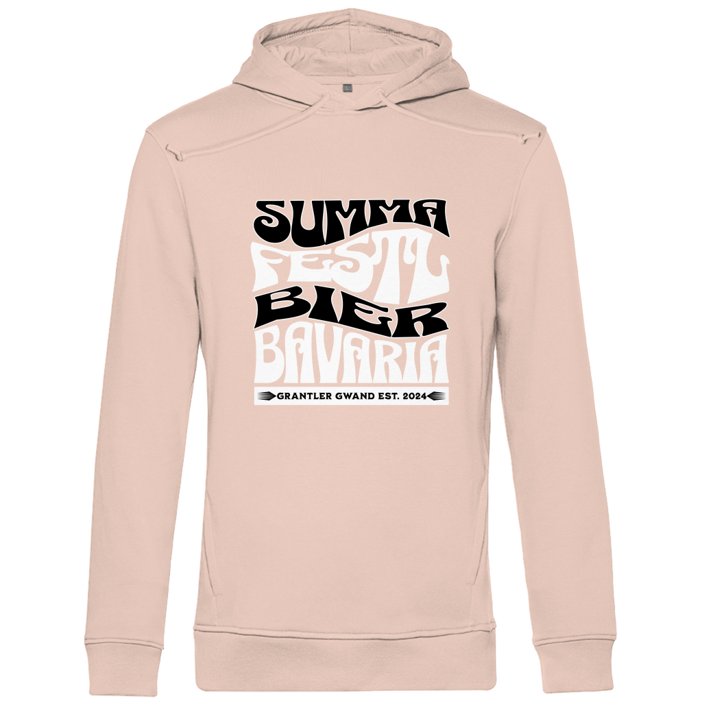 Bayerischer Herren Premium Bio Hoodie Summa, Festl, Bier, Bavaria - schwarz/weiß - Grantler Gwand