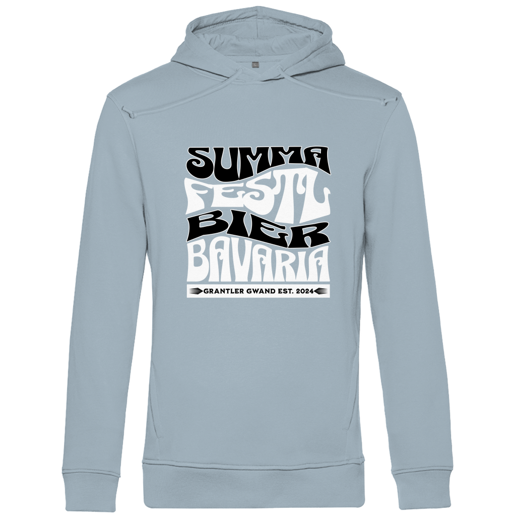 Bayerischer Herren Premium Bio Hoodie Summa, Festl, Bier, Bavaria - schwarz/weiß - Grantler Gwand