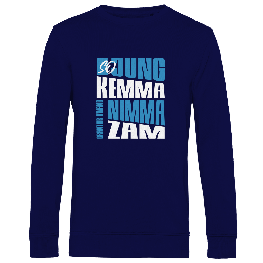 Herren Premium Bio Sweatshirt So jung kemma nimma zam - blau/weiß