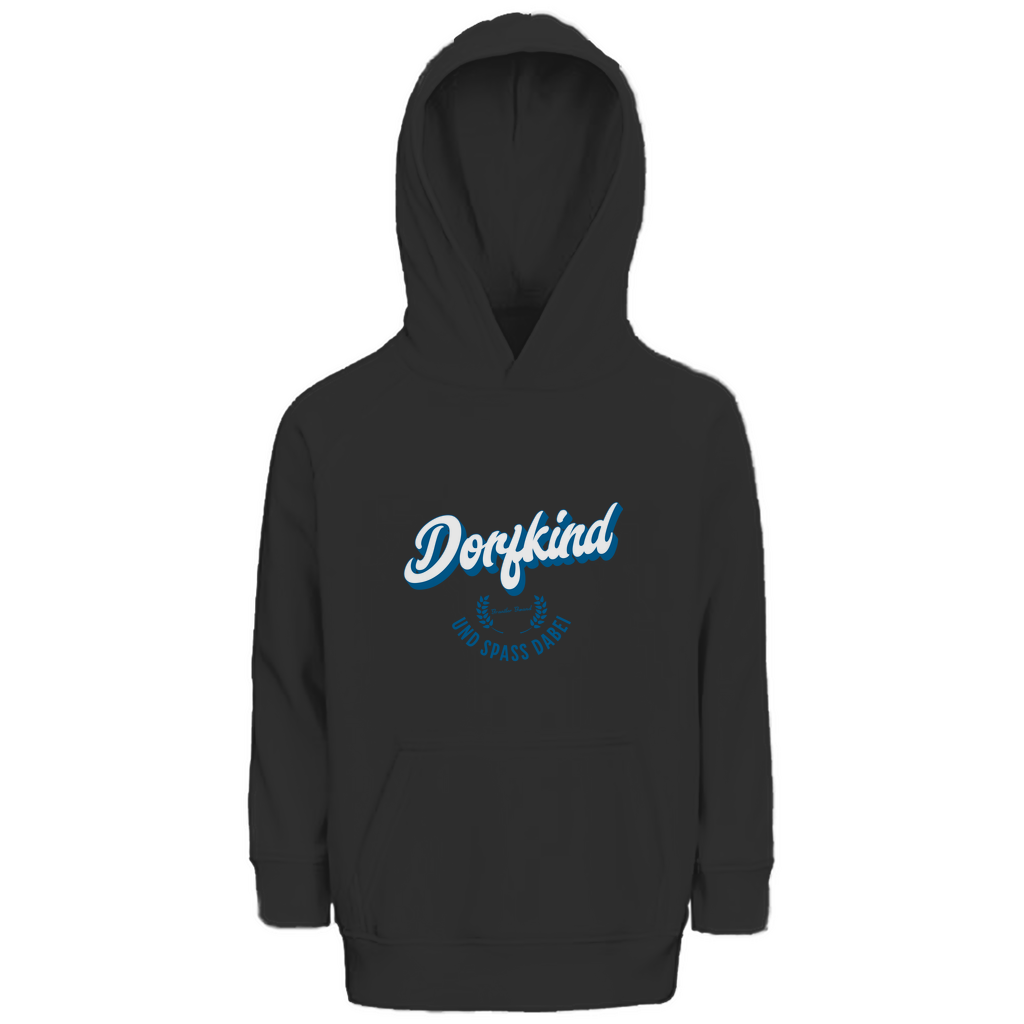 Bayerischer Kinder Premium Bio Hoodie Dorfkind und Spaß dabei - blau - Grantler Gwand