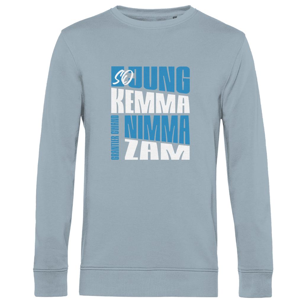 Herren Premium Bio Sweatshirt So jung kemma nimma zam - blau/weiß
