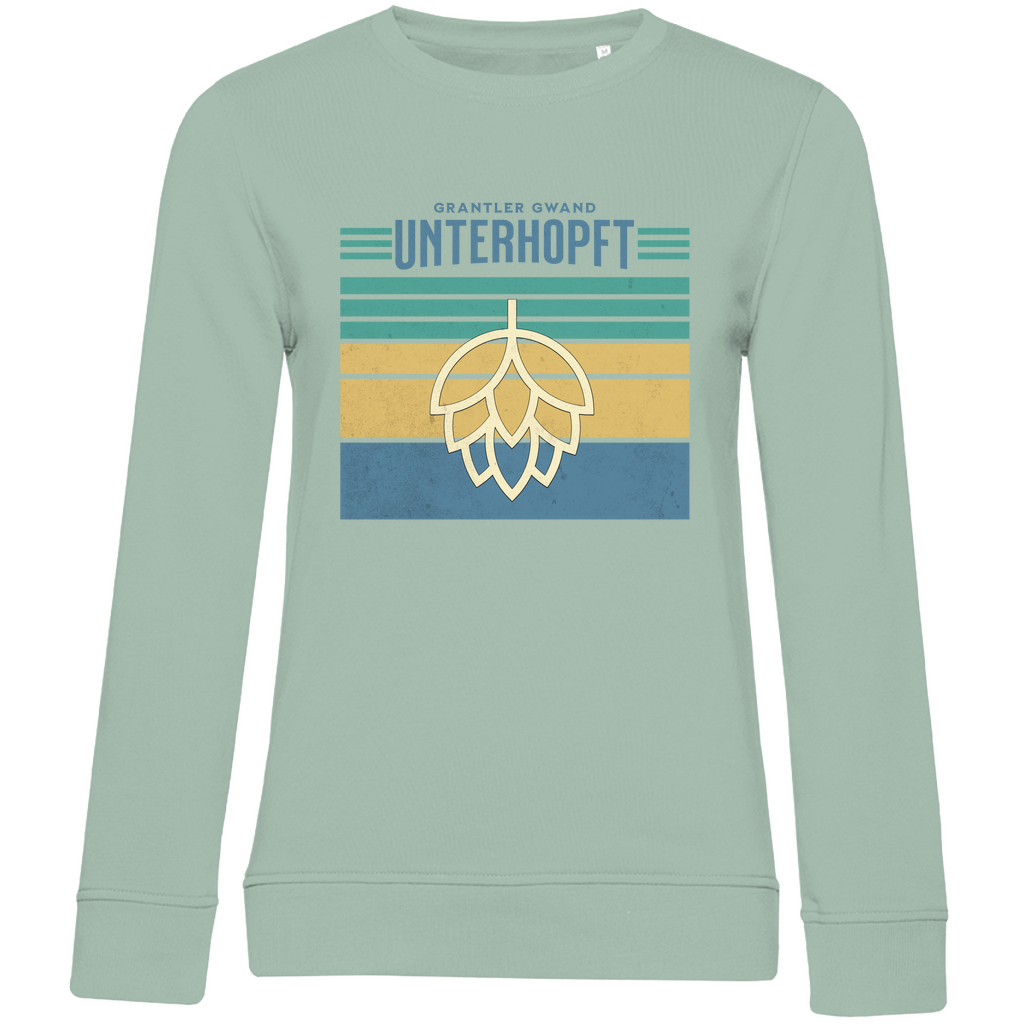 Damen Premium Bio Sweatshirt Unterhopft - blau