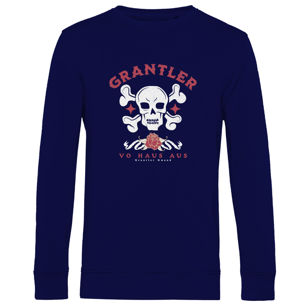 Bayerisches Herren Premium Bio Sweatshirt Grantler vo Haus aus - rot/weiß - Grantler Gwand