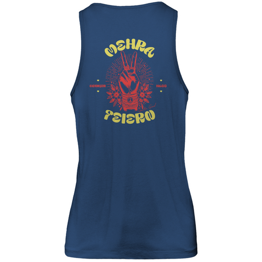Bayerisches Herren Premium Tank Top Weniger Hass - Mehra Feiern - Orange/Gelb - Grantler Gwand - Rückendruck