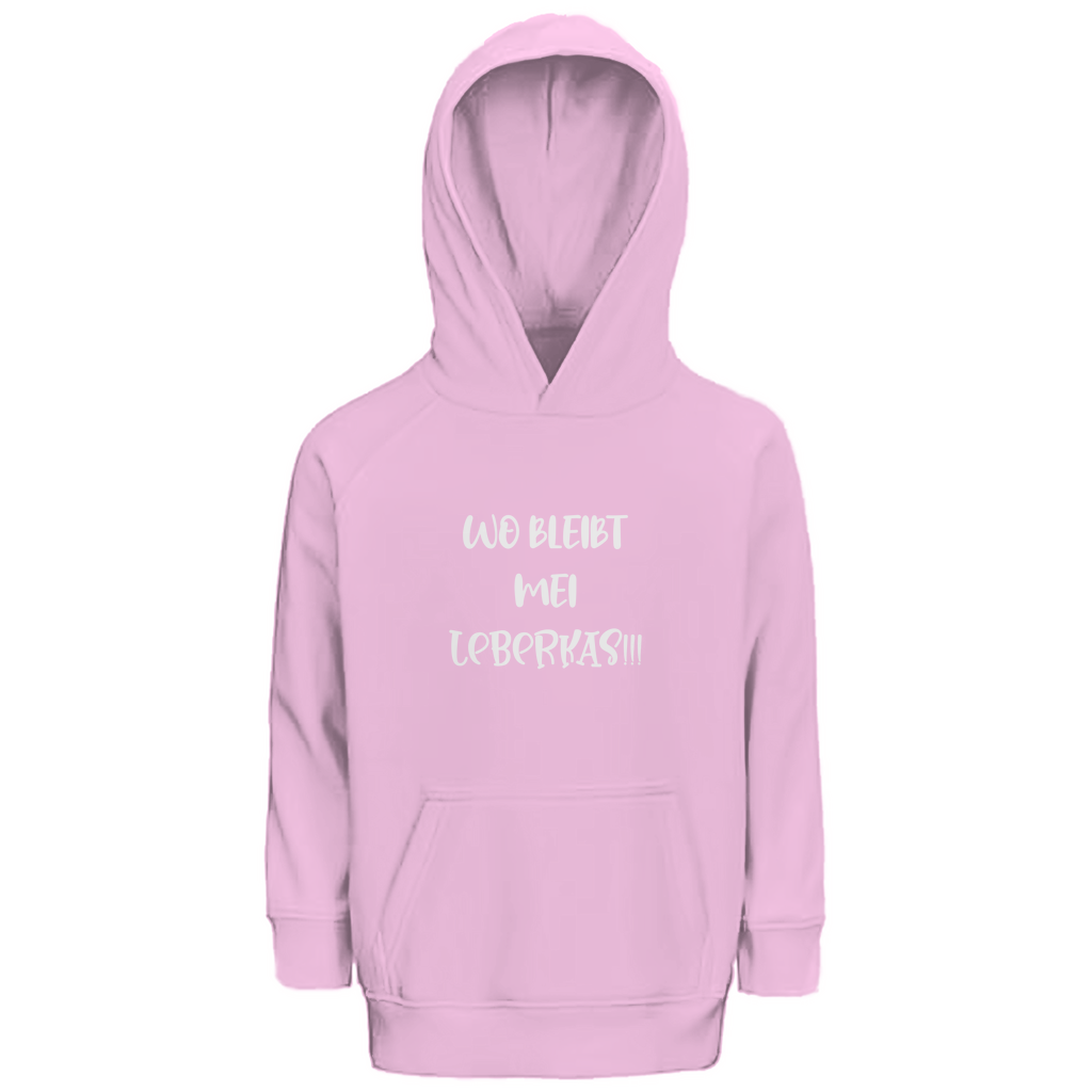 Bayerischer Kinder Premium Bio Hoodie Wo bleibt mei Leberkas - weiß - Grantler Gwand