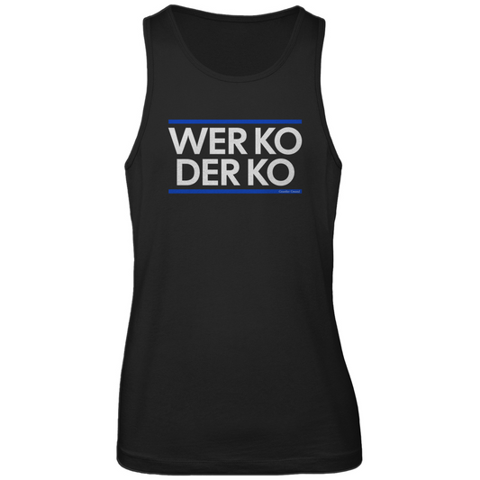 Bayerisches Herren Premium Tank Top wer ko der ko - blau/weiß - Grantler Gwand