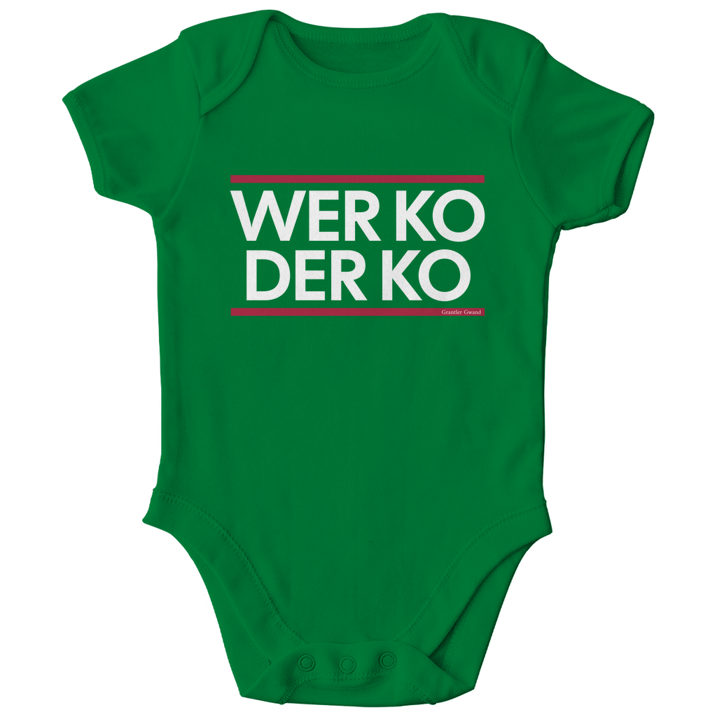 Bayerischer Bio Baby Body wer ko der ko - rot/weiß - bayerisches Gwand