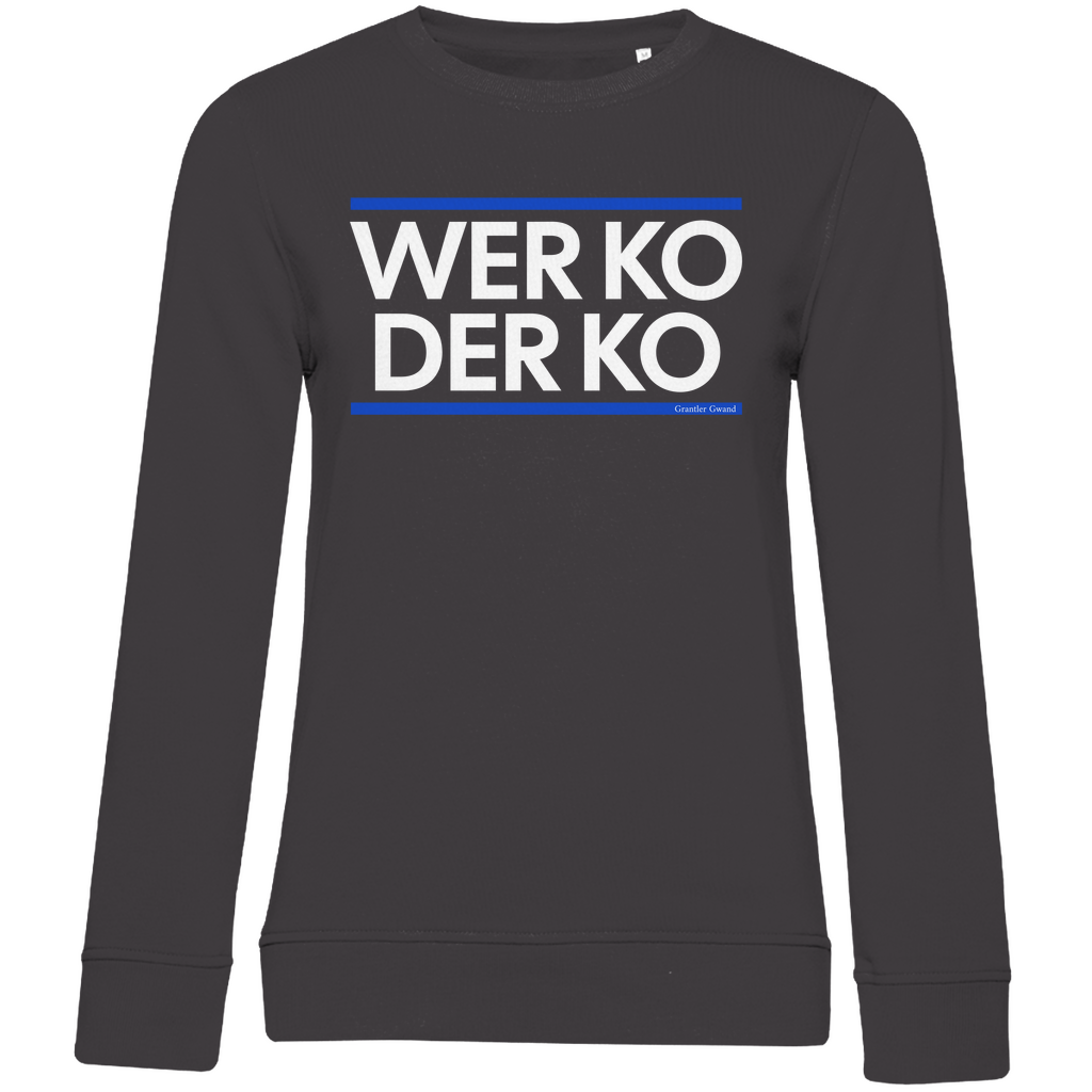 Damen Premium Bio Sweatshirt wer ko der ko - blau/weiß