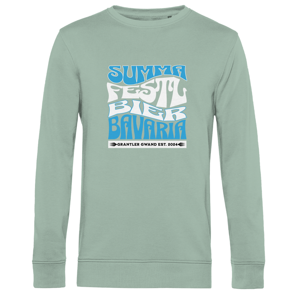 Herren Premium Bio Sweatshirt Summa, Festl, Bier, Bavaria - blau/weiß